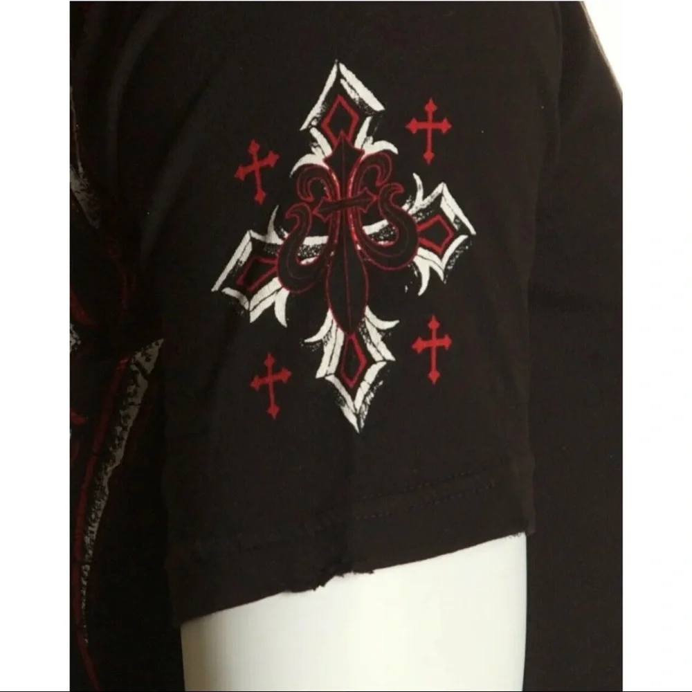 ARCHAIC by AFFLICTION Mens T-shirt Spine Wings Black Regular Fit S-4XL - Picture 9 of 9